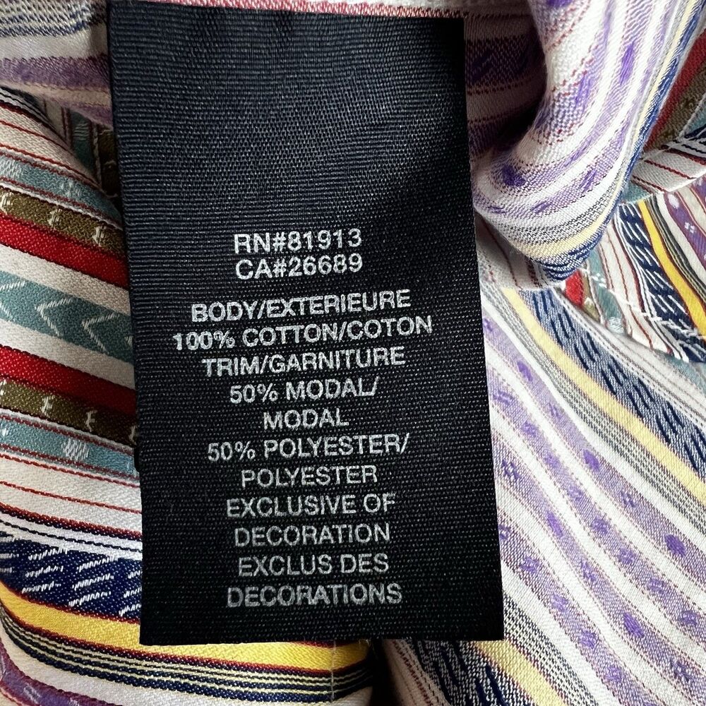 Robert Graham Shirt Button Down Colorful Stripes Barber Cuffs Men’s 2XL - Picture 10 of 11